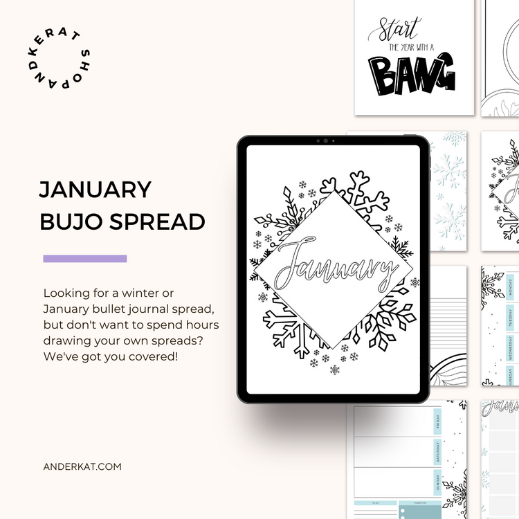 January Bullet Journal Spread | PLUS Bonus Pages New Year Goal Planning