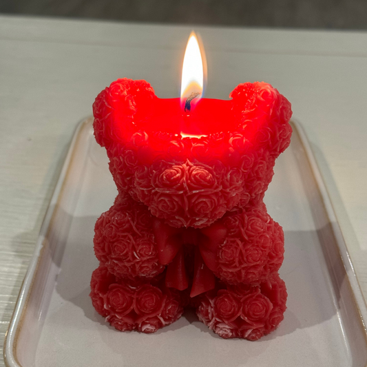 Rose Bear Candle