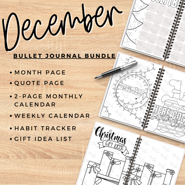 December Bullet Journal Spread | Christmas Holiday Themed