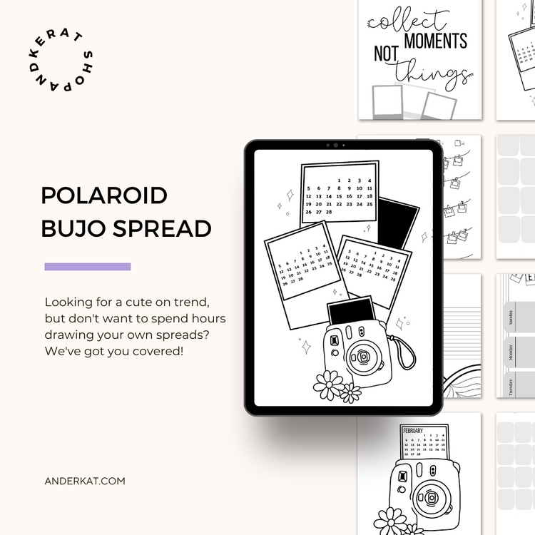 February Polaroid Bullet Journal Spread