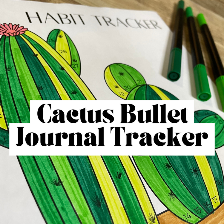 Cactus BUJO Tracker, Cactus Bullet Journal Page, Summer BUJO Habit Tracker, PDF Download