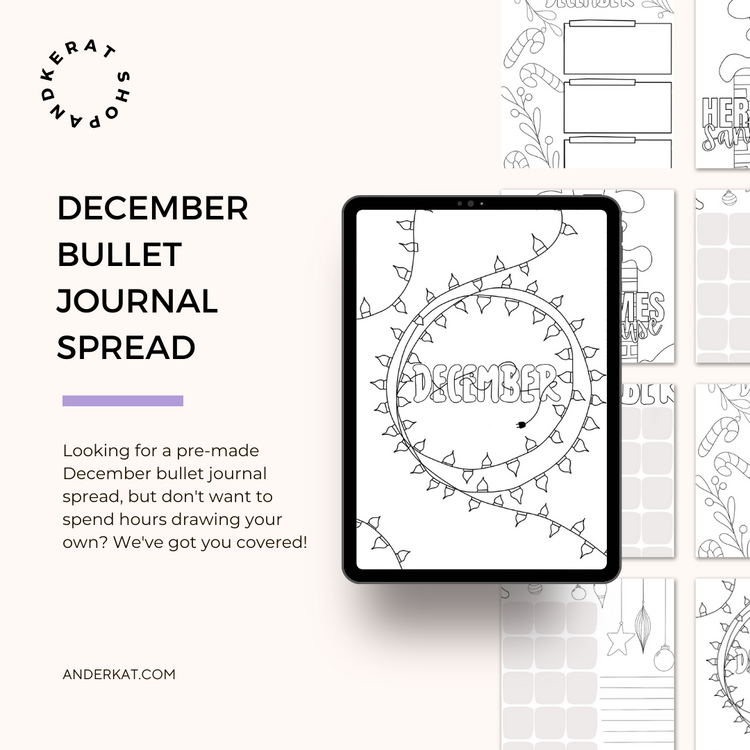 December Bullet Journal Spread | Christmas Holiday Themed